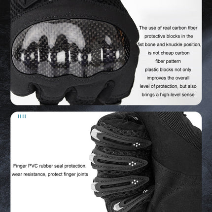 SOMAN Motorcycle Riding Anti-fall Breathable Anti-slip Carbon Fiber Gloves, M, L, XL, XXL