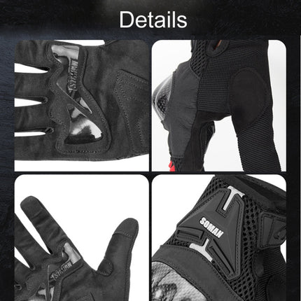 SOMAN Motorcycle Riding Anti-fall Breathable Anti-slip Carbon Fiber Gloves, M, L, XL, XXL