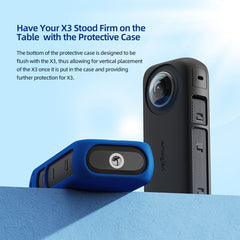 For Insta360 X3 AMagisn Body Silicone Protective Cover, Body+Lens Case (Black), Body+Lens Case (Blue), Body Case (black), Body Case (Blue), Lens Case (Black), Lens Case (Blue)