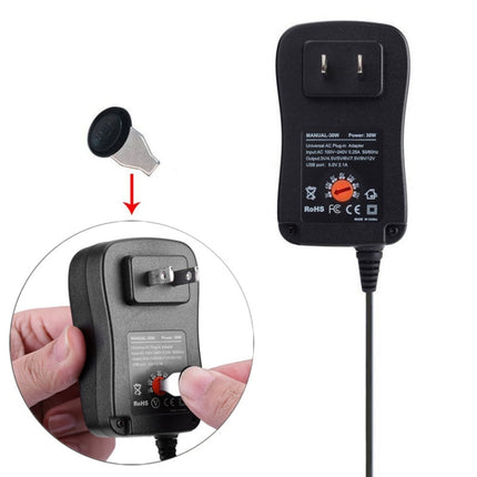 30W USB Interface Adjustable Power Adapter With Power Monitoring LED Light, US Plug, EU Plug, UK Plug, AU Plug