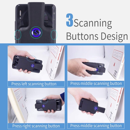 HC101D  2D Bluetooth Barcode Scanner Wireless Back Clip Phone Barcode Reader, 2D Middle, 2D Side