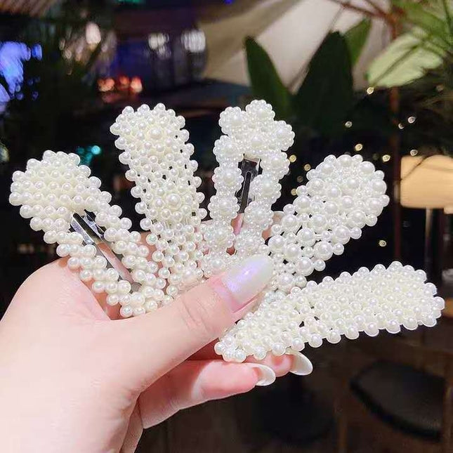 5pcs /Set  Pearl Hair Clips Set Large Hair Clips Pins Barrette Women Girls Hair Accessories