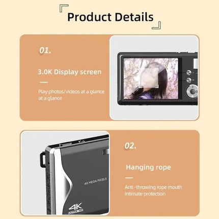 4K HD 3.0-Inch IPS Screen Autofocus HD Digital Camera