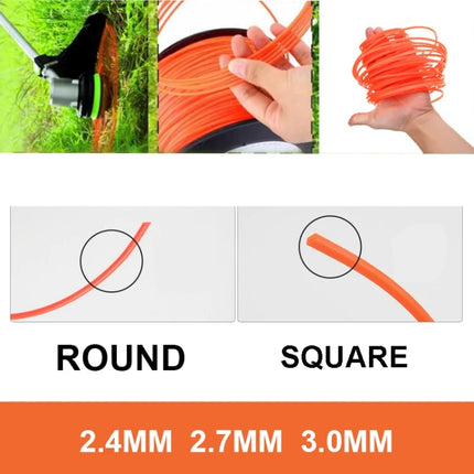 3LB Line Shaft Grass Rope Nylon Cutting Grass Rope, 2.4mm Round, 2.4mm Square, 2.7mm Round, 2.7mm Square, 3.0mm Round, 3.0mm Square