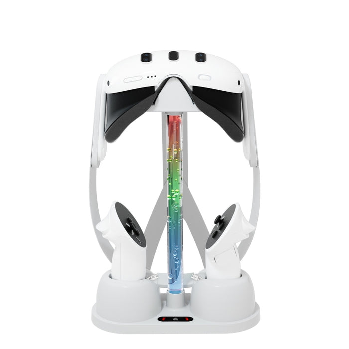Base de carga para gafas de realidad virtual Meta Quest 3, soporte de almacenamiento con luz RGB, base de carga