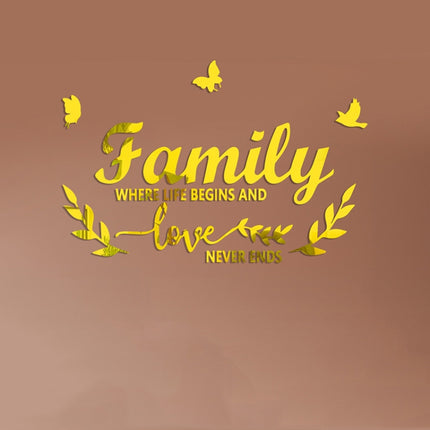 Acrylic Familylove Stereoscopic Mirror Wall Stickers Home Self-Adhesive Decorative Soft Mirror, Familylove