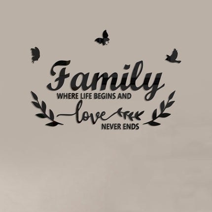 Acrylic Familylove Stereoscopic Mirror Wall Stickers Home Self-Adhesive Decorative Soft Mirror, Familylove