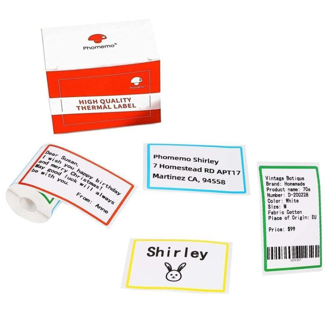 For Phomemo M110 / M200 90pcs /Roll 50x80mm Rainbow Frame White Self-Sticking Tag, 90pcs /Roll 50x80mm Rainbow Frame