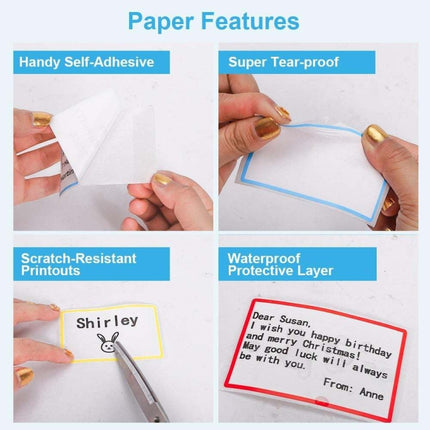 For Phomemo M110 / M200 90pcs /Roll 50x80mm Rainbow Frame White Self-Sticking Tag, 90pcs /Roll 50x80mm Rainbow Frame