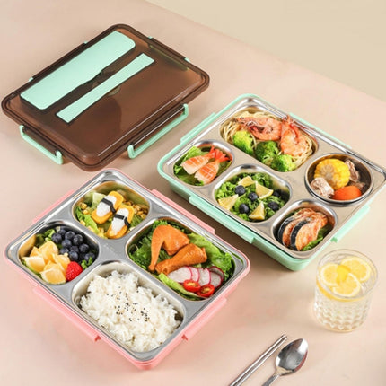 304 Stainless Steel Lunch Box Leakproof Insulated Student Dormitory Bento Box, 4 Grid Pink, 4 Grid Black, 4 Grid Blue, 5 Grid Pink, 5 Grid Black, 5 Grid Blue