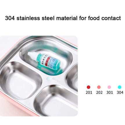 304 Stainless Steel Lunch Box Leakproof Insulated Student Dormitory Bento Box, 4 Grid Pink, 4 Grid Black, 4 Grid Blue, 5 Grid Pink, 5 Grid Black, 5 Grid Blue