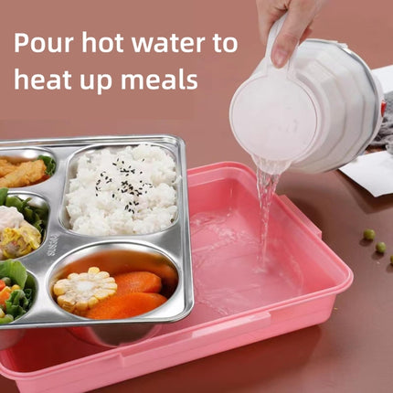 304 Stainless Steel Lunch Box Leakproof Insulated Student Dormitory Bento Box, 4 Grid Pink, 4 Grid Black, 4 Grid Blue, 5 Grid Pink, 5 Grid Black, 5 Grid Blue