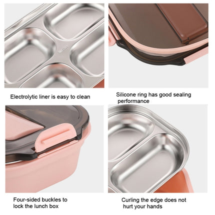304 Stainless Steel Lunch Box Leakproof Insulated Student Dormitory Bento Box, 4 Grid Pink, 4 Grid Black, 4 Grid Blue, 5 Grid Pink, 5 Grid Black, 5 Grid Blue