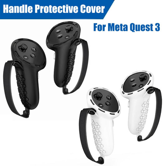 For Meta Quest 3S / 3 Controller Silicone Anti-Slip Protective Cover VR Accessories, honeycomb (Black), honeycomb (White), honeycomb (Light Grey)