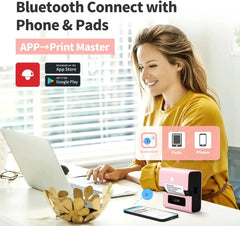 Phomemo M221 Thermal Wireless Label Printer Barcode Bluetooth Label Maker, Blue, White, Pink