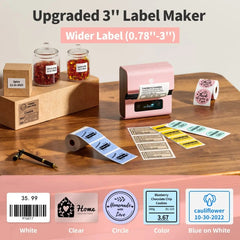 Phomemo M221 Thermal Wireless Label Printer Barcode Bluetooth Label Maker, Blue, White, Pink