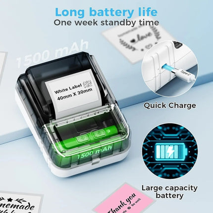 Phomemo M120 Label Maker Barcode Printer Bluetooth Thermal Label Machine, Black, White, Orange