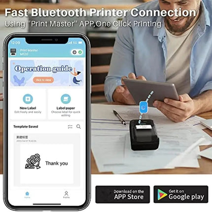 Phomemo M120 Label Maker Barcode Printer Bluetooth Thermal Label Machine, Black, White, Orange