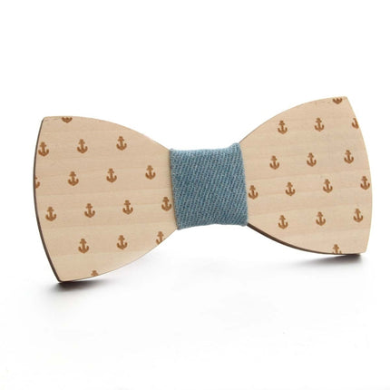 Wooden Bow Tie Men Bow Clothing Decoration, Elk Blue, Elk Black, Puzzle Blue, Puzzle Black, Music Blue, Music Black, Small Anchor Blue, Small Anchor Black