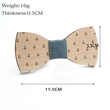 Wooden Bow Tie Men Bow Clothing Decoration, Elk Blue, Elk Black, Puzzle Blue, Puzzle Black, Music Blue, Music Black, Small Anchor Blue, Small Anchor Black