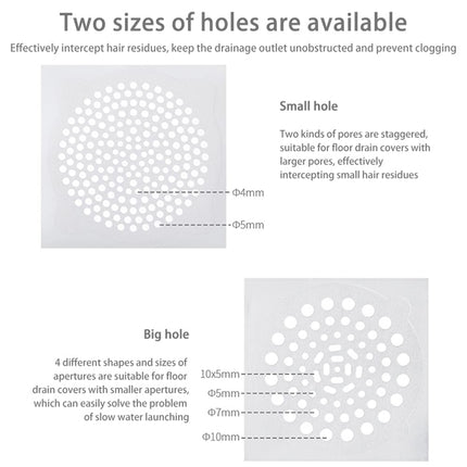 FASOLA 15pcs /Bag Sink Disposable Filter Sewer Mouth Non-woven Floor Drain Sticker, Small Hole, Large Hole