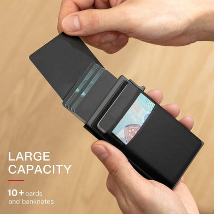 Slim Metal Wallet Pop Up Credit Card Holder RFID Blocking Men Business Card Clip