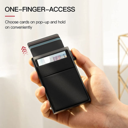 Slim Metal Wallet Pop Up Credit Card Holder RFID Blocking Men Business Card Clip