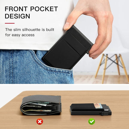 Slim Metal Wallet Pop Up Credit Card Holder RFID Blocking Men Business Card Clip
