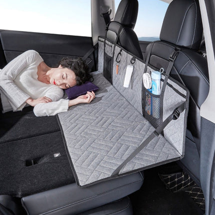Car Camping Bed Folding Board SUV Rear Row Extension Board For Tesla, Gray, Gray Embossed, Black Embossed