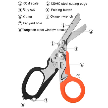 Multifunctional Outdoor First Aid Equipment Foldable Gadget Scissors