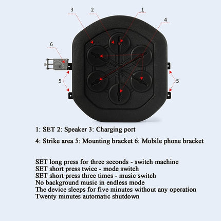 Smart Dual Bluetooth Music Boxing Machine Electronic Sandbag With Mobile Phone Holder