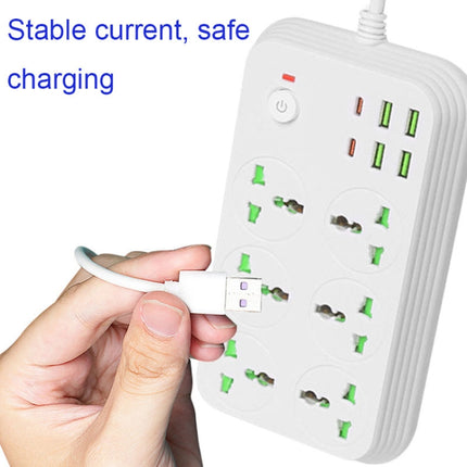 Toma de corriente ignífuga multifuncional T24 de 2 m y 3000 W con 6 enchufes + PD + 4 puertos USB y enchufe británico y estadounidense