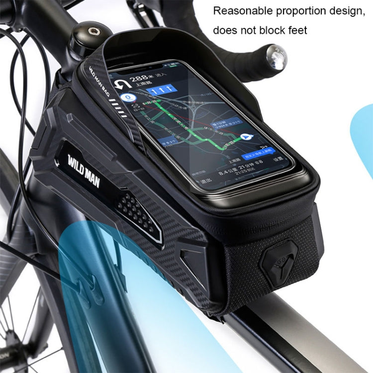 WILD MAN M30 1L Hard Shell Mountain Bike Front Beam Bag TPU Touch Screen Cycling Equipment Bag, M30 (Black), M30 (Black Red)