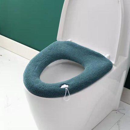 Universal Knitted Washable Toilet Pad Home Thickened Warm Toilet Cover, With Handle Pink, With Handle Gray, With Handle Blue, Flat Pink, Flat Gray, Flat Blue