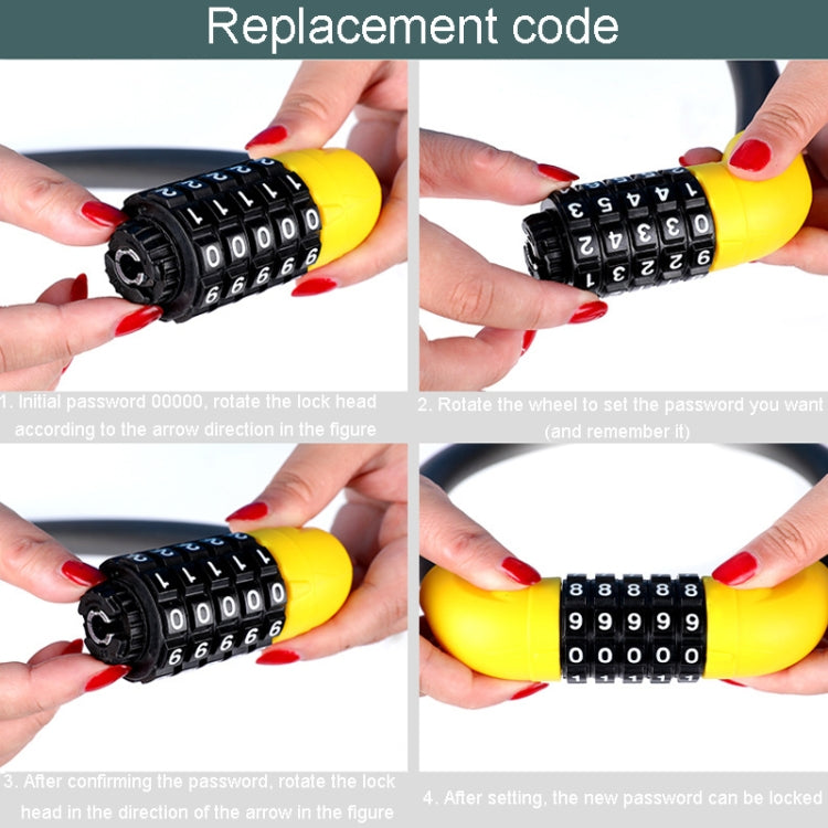 Bicycle And Electrical Vehicle 5-Digit Combination Lock Safety Anti-Theft Cycling Lock, 57 x 1.72cm, 40 x 1.72cm