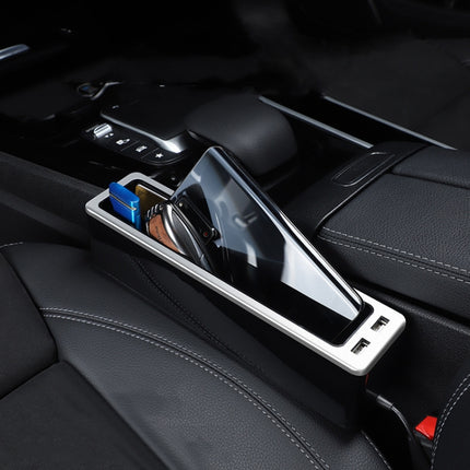 Car Seat Gap Storage Box with 2 USB Charging Port, Principal Driver Silver, Co-pilot Silver, Principal Driver Red, Co-pilot Red, Principal Driver Gray, Co-pilot Gray