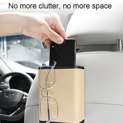 Multifunctional Car Dustbin Car Seatback Door Hanging Storage Box, Beige, Gray, Black