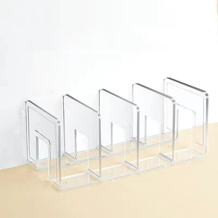Acrylic Desktop Bookend Book Storage Rack Office Stationery Bookshelf, Regular Transparent, Thicken Transparent With Groove, Thicken Green, Thicken Purple