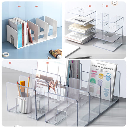Acrylic Desktop Bookend Book Storage Rack Office Stationery Bookshelf, Regular Transparent, Thicken Transparent With Groove, Thicken Transparent, Thicken Green, Thicken Purple