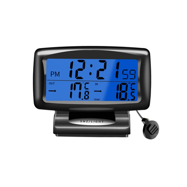 LCD Night Light Car Clock Automotive Electronics Inside And Outside Dual Thermometer, 2 in 1 Black