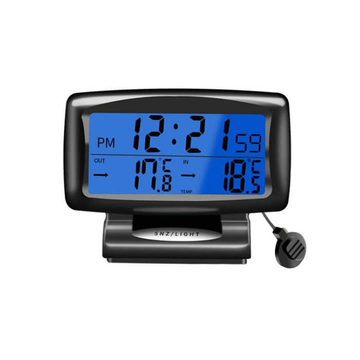 LCD Night Light Car Clock Automotive Electronics Inside And Outside Dual Thermometer, 2 in 1 Black
