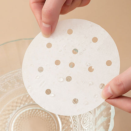 100pcs /Pack Steamer Paper Non-Stick Disposable Grease-Proof Paper Round Air Fryer Pad, 6 Inches (15.2cm), 7 Inches (17.78cm), 8 Inches (20.3cm), 9 Inches (22.86cm)
