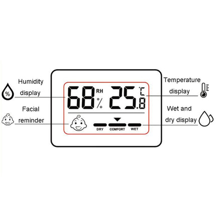 Household Indoor Mini Electronic Temperature And Humidity Meter With Stand, Rectangle