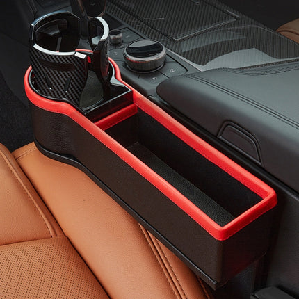 Car Seat Gap Storage Box Car Water Cup Holder Ashtray, Left Black Red, Left Carbon Fiber, Left Brown, Left Beige, Left Black, Right Black Red, Right Carbon Fiber, Right Brown, Right Beige
