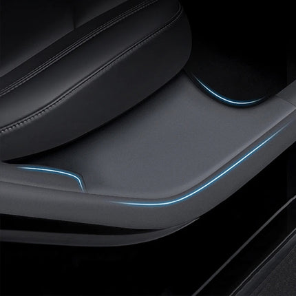 For Tesla Model Y Rear Door Built-In Sill Strip Rear Seats Anti-Kick Leather Protective Pad, Black, Carbon Fiber, TPE