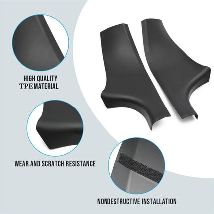 For Tesla Model Y Rear Door Built-In Sill Strip Rear Seats Anti-Kick Leather Protective Pad, Black, Carbon Fiber, TPE