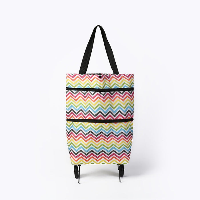 2 In 1  Oxford Cloth Shopping Bag Foldable Shopping Trolley Cart