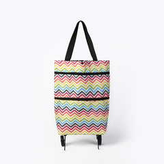 2 In 1  Oxford Cloth Shopping Bag Foldable Shopping Trolley Cart