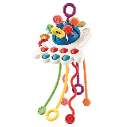 Baby Puzzle Fun Finger Pumping Toys Enlightenment Early Teaching Toys, Octopus (Blue), Octopus (Red), Cartoon Crab (Orange), Cartoon Crab (Green), Rocket (Blue), Rocket (Red), Flying Sword (Red), Flying Sword (White), Crab, Space Ship, Mobile Phone Rab...