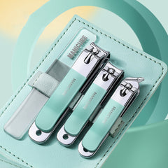 4pcs /Set Stainless Steel Nail Knife Set Household Portable Rotating Bag Nail Cutting Tool, Light Pink, Matcha Green, Dark Green